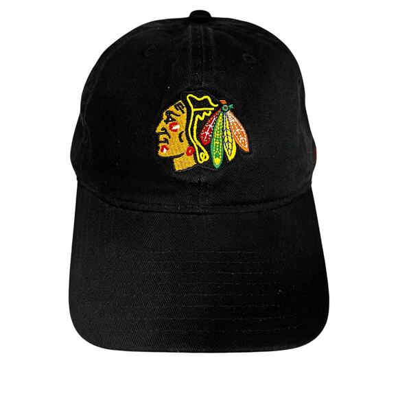 NHL Reebok Chicago Blackhawks Adjustable Logo Baseball Cap Hat ~ Black NWT - Picture 1 of 6